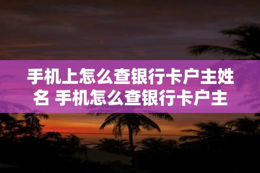 手机上怎么查银行卡户主姓名 手机怎么查银行卡户主姓名