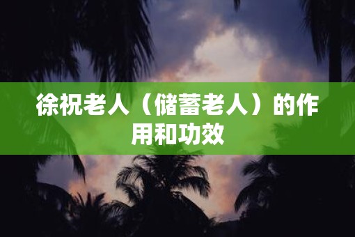 徐祝老人（储蓄老人）的作用和功效