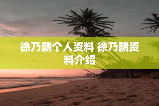 徐乃麟个人资料 徐乃麟资料介绍