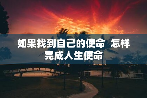 如果找到自己的使命  怎样完成人生使命