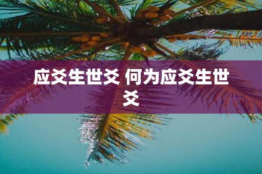 应爻生世爻 何为应爻生世爻