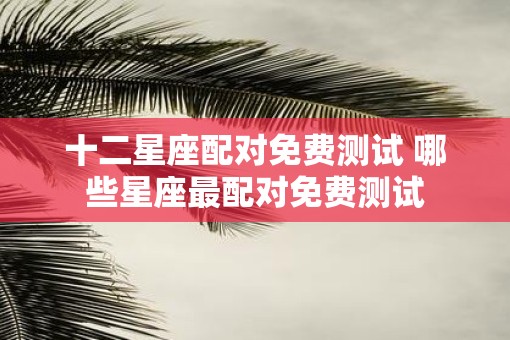十二星座配对免费测试 哪些星座最配对免费测试