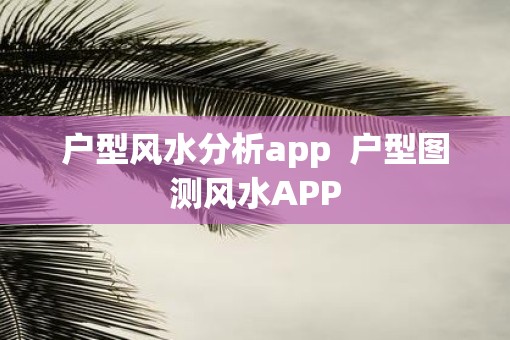 户型风水分析app  户型图测风水APP