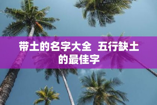 带土的名字大全  五行缺土的最佳字