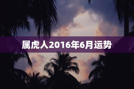 属虎人2016年6月运势