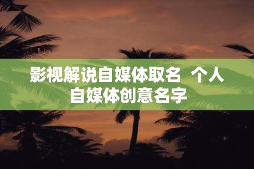 影视解说自媒体取名  个人自媒体创意名字