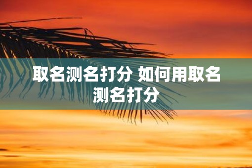 取名测名打分 如何用取名测名打分