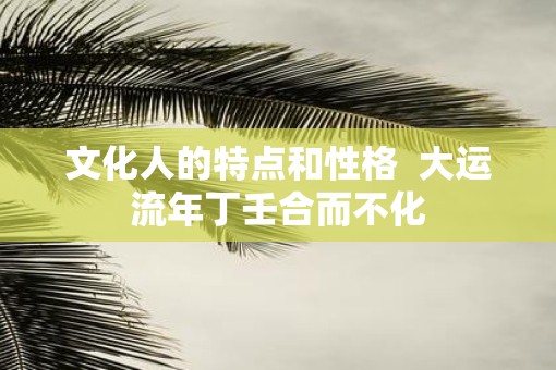 文化人的特点和性格  大运流年丁壬合而不化