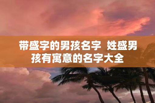 带盛字的男孩名字  姓盛男孩有寓意的名字大全