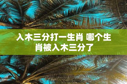 入木三分打一生肖 哪个生肖被入木三分了