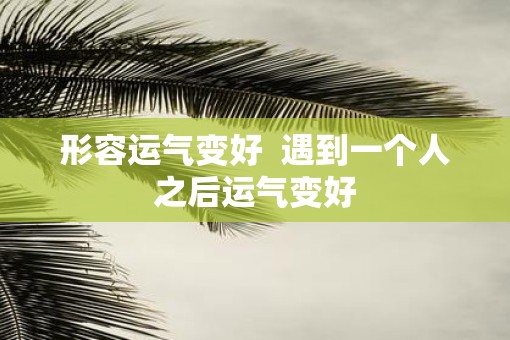 形容运气变好  遇到一个人之后运气变好