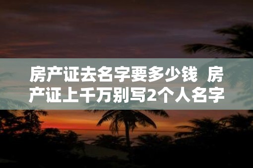 房产证去名字要多少钱  房产证上千万别写2个人名字