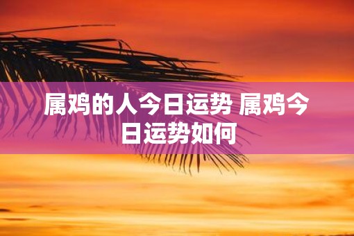 属鸡的人今日运势 属鸡今日运势如何