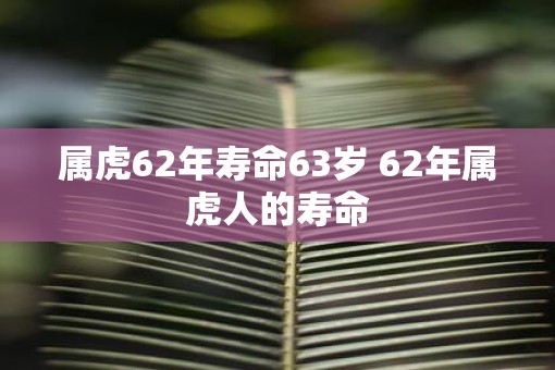 属虎62年寿命63岁 62年属虎人的寿命