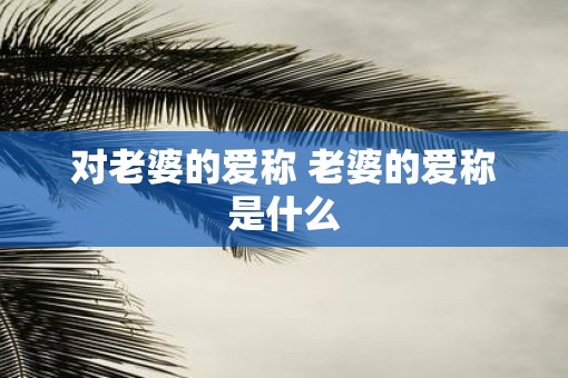 对老婆的爱称 老婆的爱称是什么