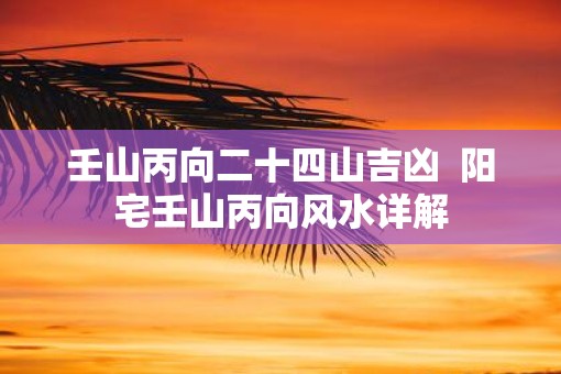 壬山丙向二十四山吉凶  阳宅壬山丙向风水详解