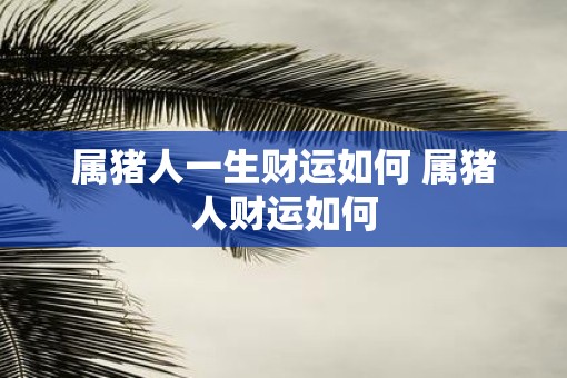 属猪人一生财运如何 属猪人财运如何