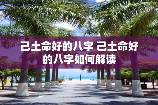 己土命好的八字 己土命好的八字如何解读