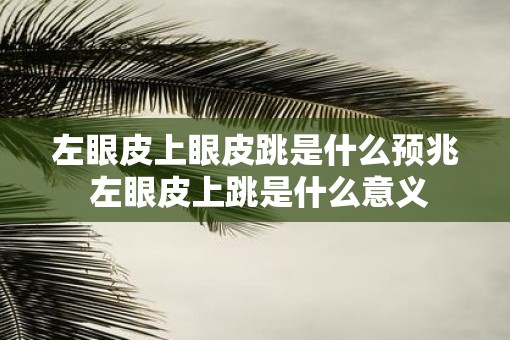 左眼皮上眼皮跳是什么预兆 左眼皮上跳是什么意义