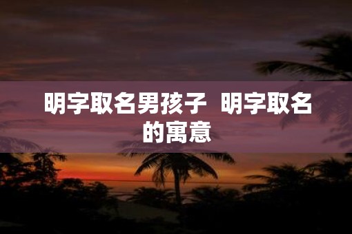明字取名男孩子  明字取名的寓意