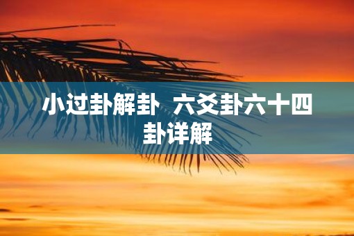 小过卦解卦  六爻卦六十四卦详解