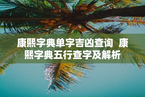 康熙字典单字吉凶查询  康熙字典五行查字及解析