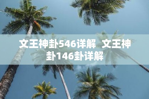 文王神卦546详解  文王神卦146卦详解