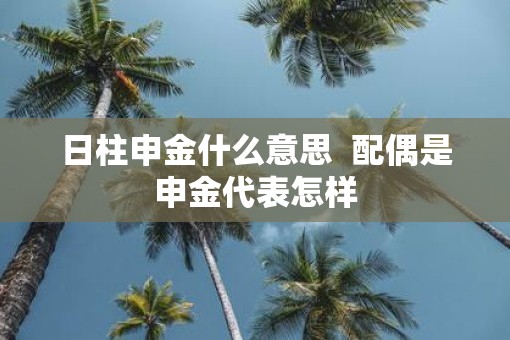 日柱申金什么意思  配偶是申金代表怎样