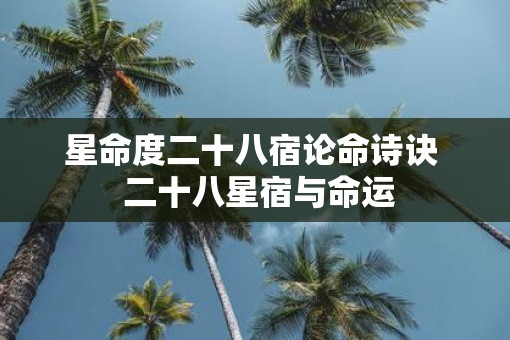 星命度二十八宿论命诗诀  二十八星宿与命运