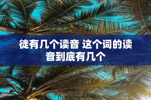 徒有几个读音 这个词的读音到底有几个