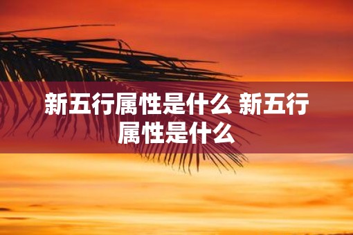 新五行属性是什么 新五行属性是什么