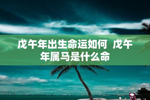 戊午年出生命运如何  戊午年属马是什么命
