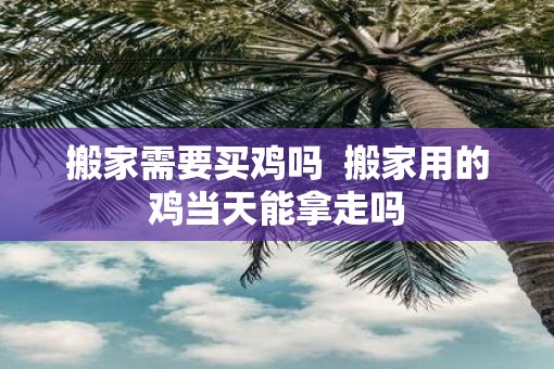 搬家需要买鸡吗  搬家用的鸡当天能拿走吗