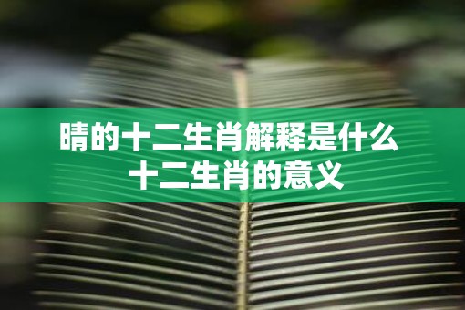 晴的十二生肖解释是什么  十二生肖的意义