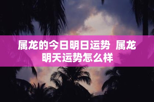 属龙的今日明日运势  属龙明天运势怎么样