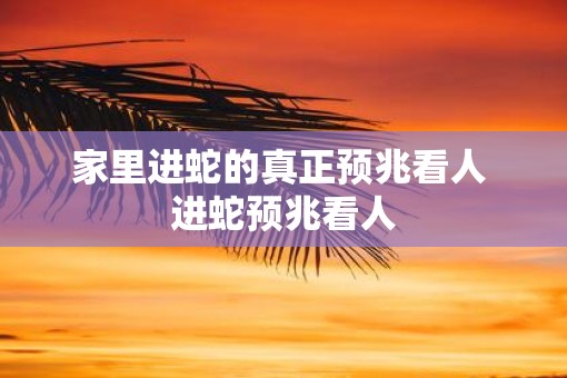 家里进蛇的真正预兆看人 进蛇预兆看人