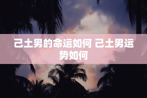 己土男的命运如何 己土男运势如何