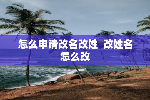 怎么申请改名改姓  改姓名怎么改