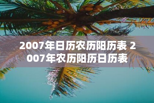 2007年日历农历阳历表 2007年农历阳历日历表