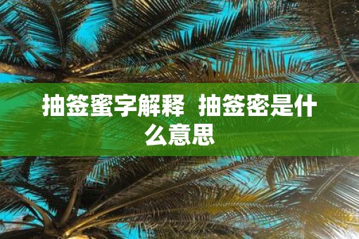 抽签蜜字解释  抽签密是什么意思