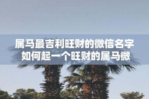 属马最吉利旺财的微信名字 如何起一个旺财的属马微信名