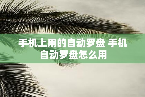 手机上用的自动罗盘 手机自动罗盘怎么用