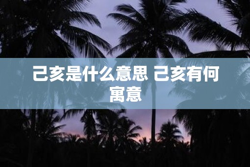 己亥是什么意思 己亥有何寓意