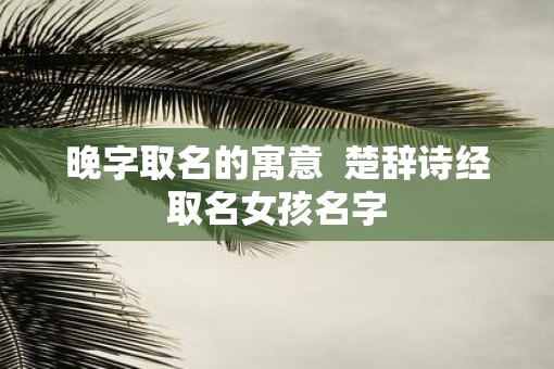 晚字取名的寓意  楚辞诗经取名女孩名字