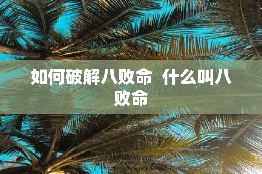如何破解八败命  什么叫八败命