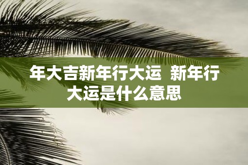 年大吉新年行大运  新年行大运是什么意思