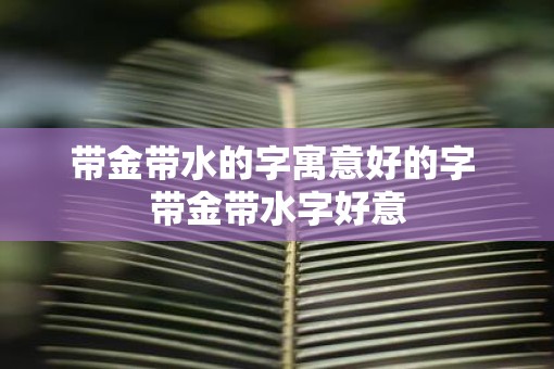 带金带水的字寓意好的字 带金带水字好意