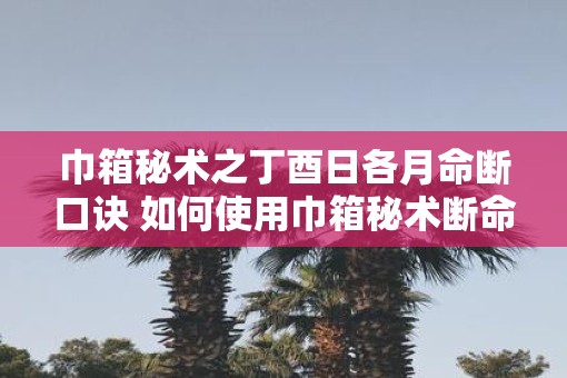 巾箱秘术之丁酉日各月命断口诀 如何使用巾箱秘术断命