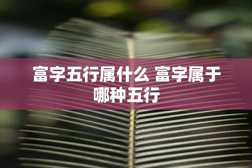 富字五行属什么 富字属于哪种五行