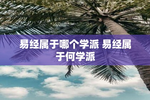 易经属于哪个学派 易经属于何学派